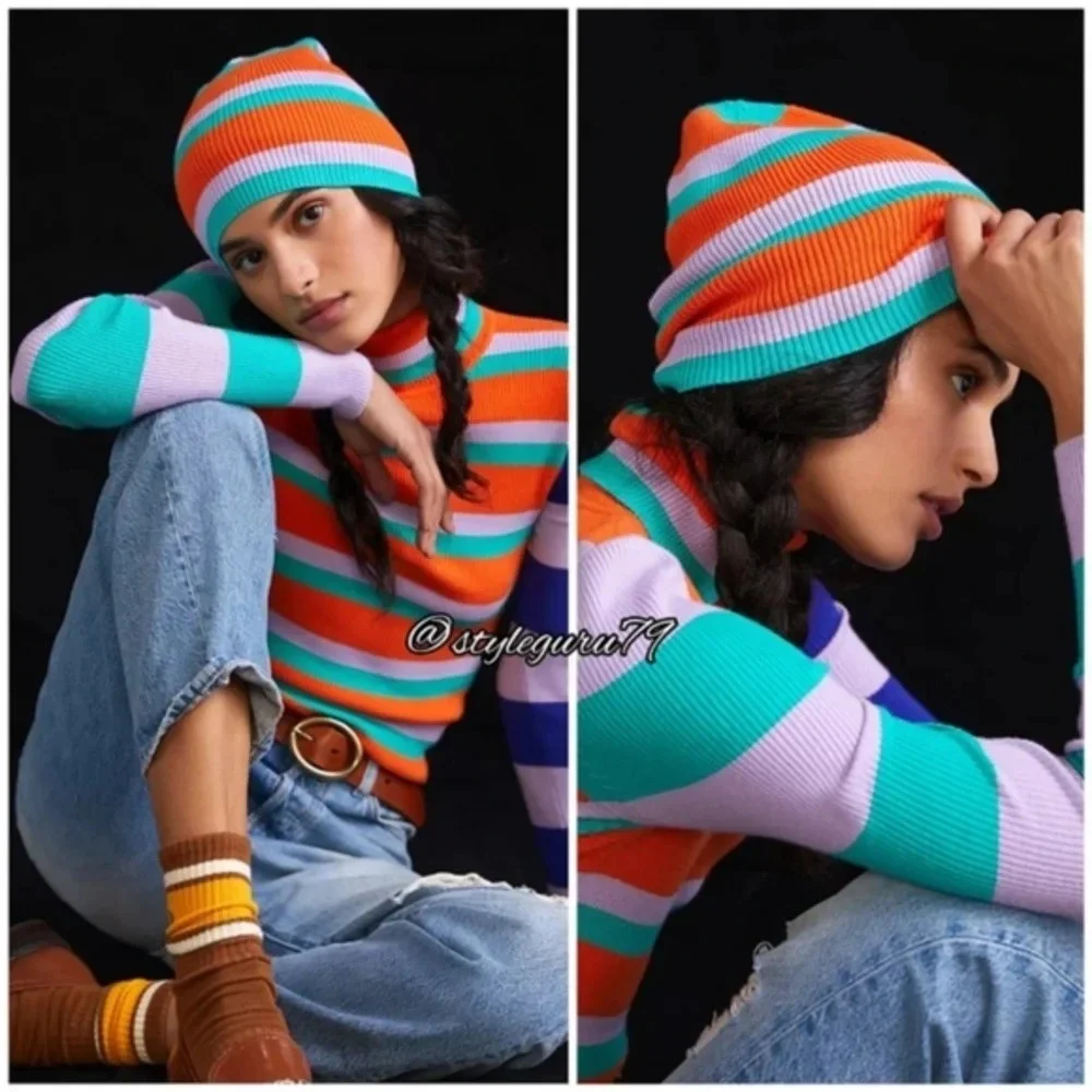 Anthropologie Cozy Stripe Beanie